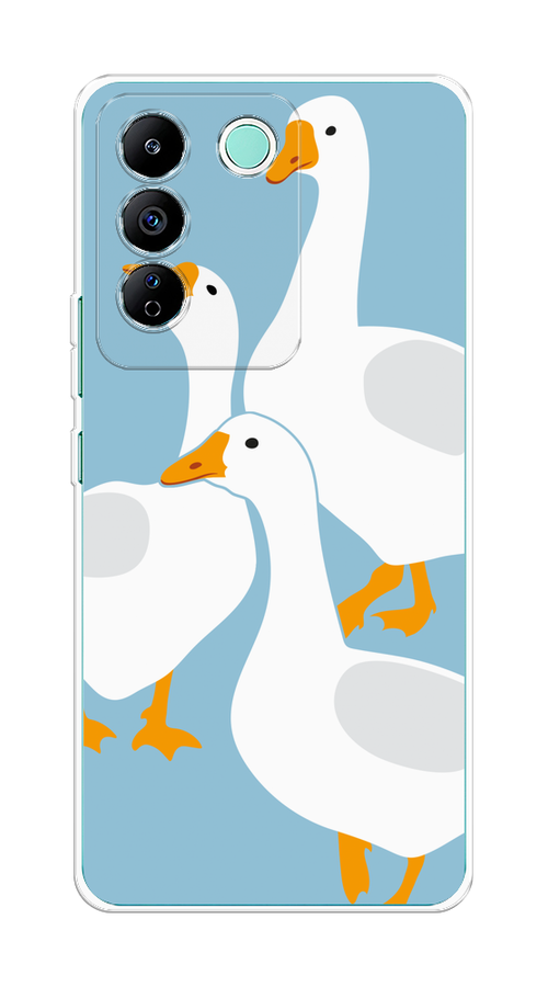 

Чехол на Vivo T2 4G "Гусиное трио", Голубой;белый;серый;желтый, 269550-1
