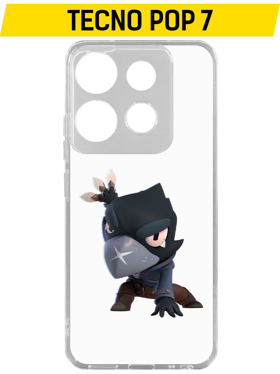 

Чехол-накладка Krutoff Clear Case Brawl Stars-Ворон для TECNO POP 7, Прозрачный