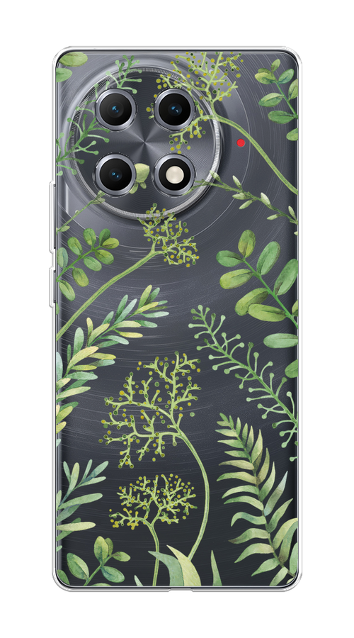 

Чехол на Tecno Camon 30S "Green Leaves", Зеленый;прозрачный, 309650-1