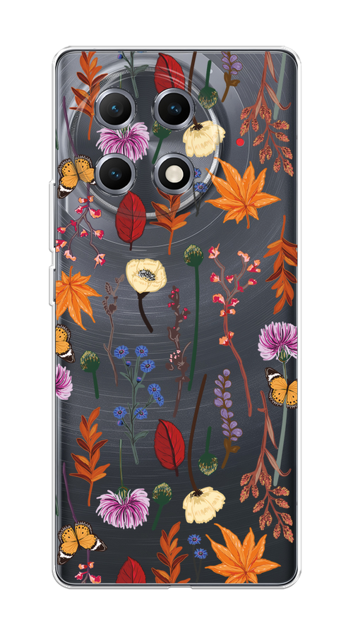 

Чехол на Tecno Camon 30S "Orange Purple flowers", Оранжевый;красный;розовый;желтый;прозрачный, 309650-1