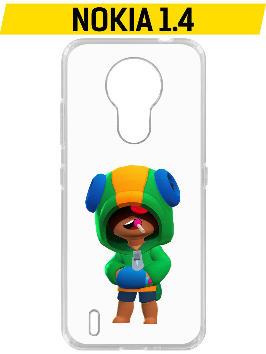 Чехол-накладка Krutoff Clear Case Brawl Stars-Леон для Nokia 1.4