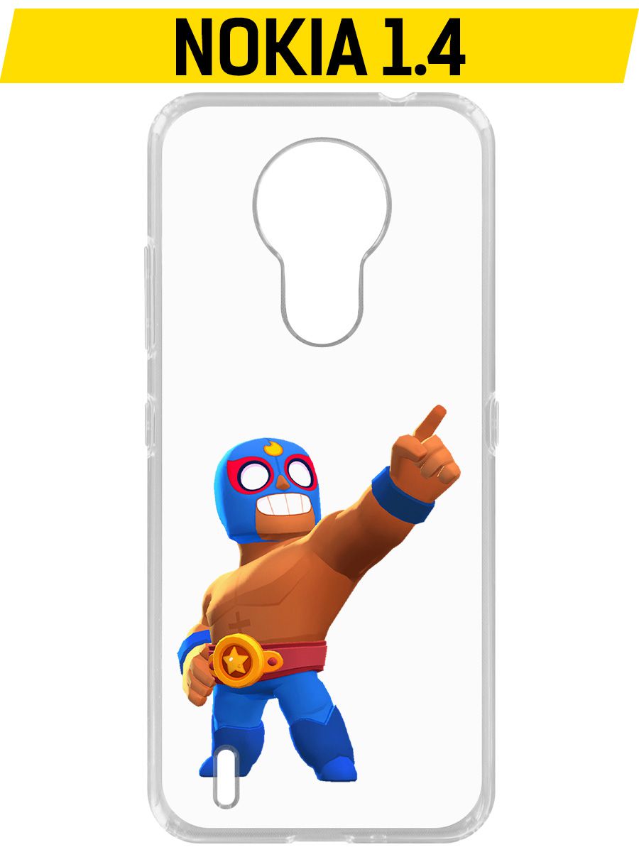 

Чехол-накладка Krutoff Clear Case Brawl Stars-Эль Примо для Nokia 1.4, Прозрачный