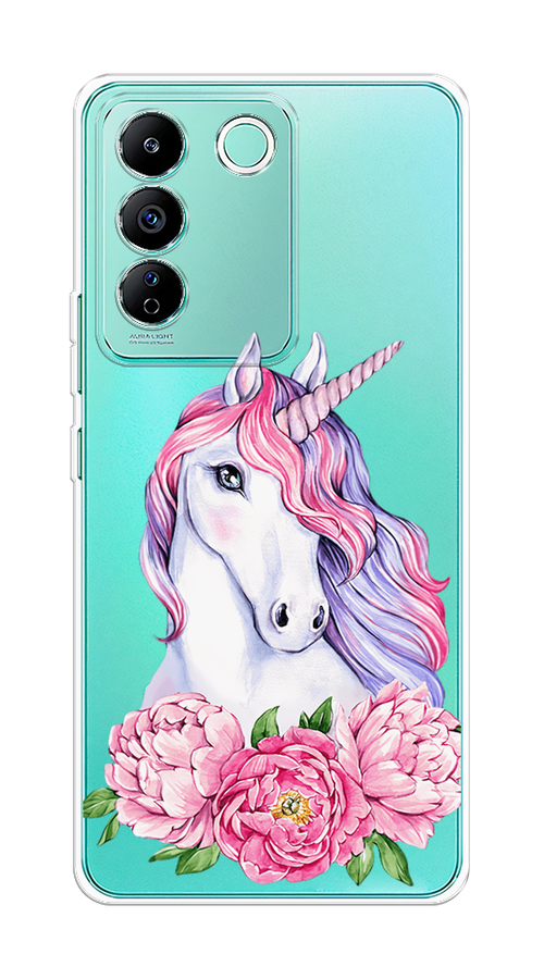 

Чехол на Vivo T2 4G "Единорог с пионами", Розовый;белый;зеленый, 269550-1