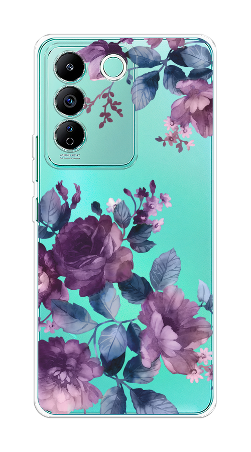 

Чехол на Vivo T2 4G "Purple Blossoms", Синий;фиолетовый, 269550-1