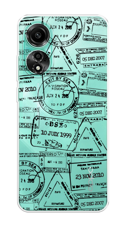 

Чехол на Oppo A78 4G "Visa stamps 2", Белый;черный;серый, 2514750-1