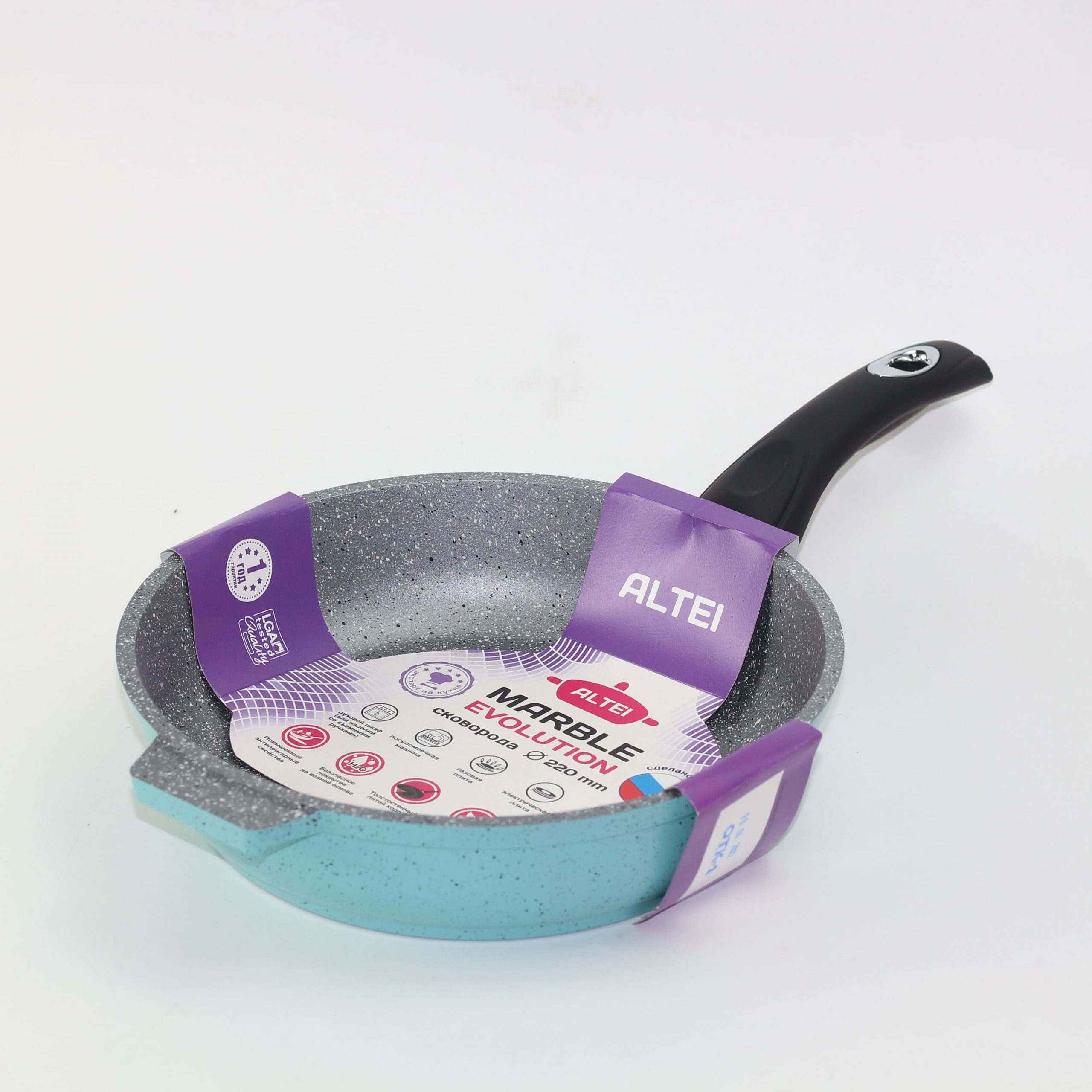Сковорода АЛТЕЙ 220 мм АП Marble evolution silver 02-2232-100