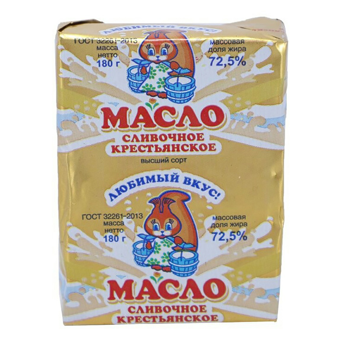 

Сливочное масло Крестьянское 72,5% 180 г