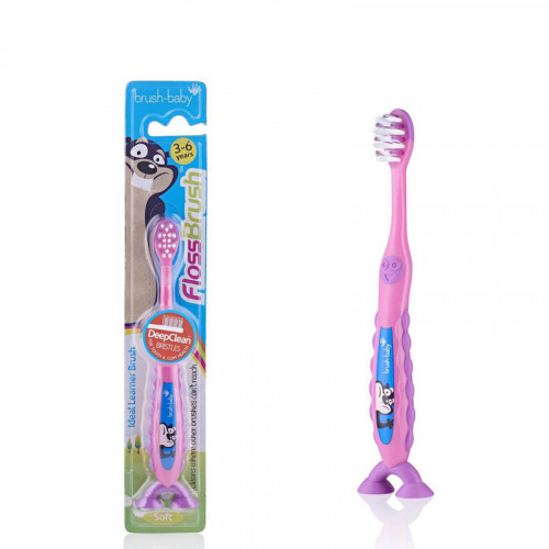 фото Зубная щётка brush-baby floss brush 3-6 лет розовый