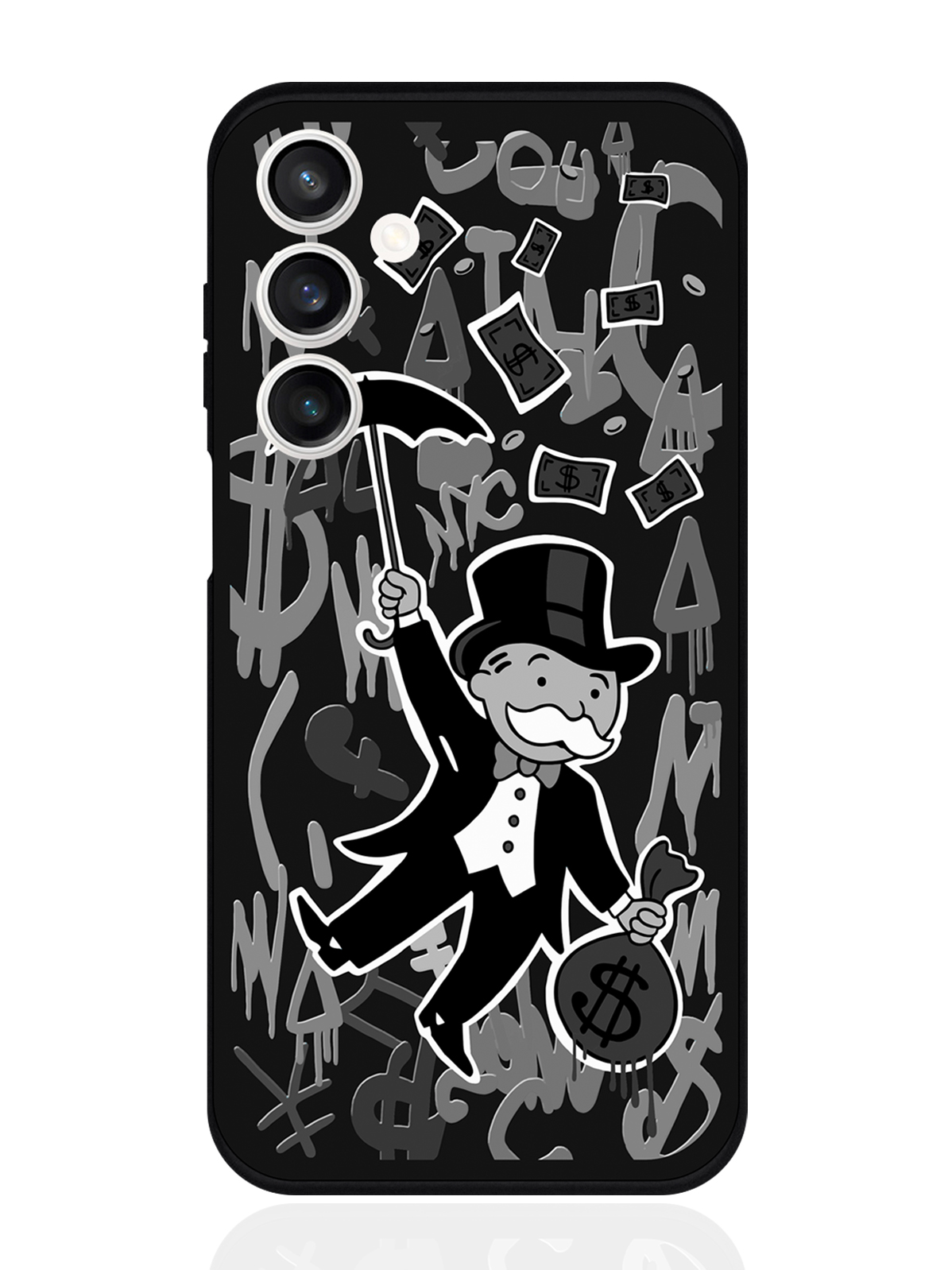 

Чехол для смартфона Samsung S23Fe черный силиконовый Monopoly Black Edition/ Монополия, Серый;черный, Samsung