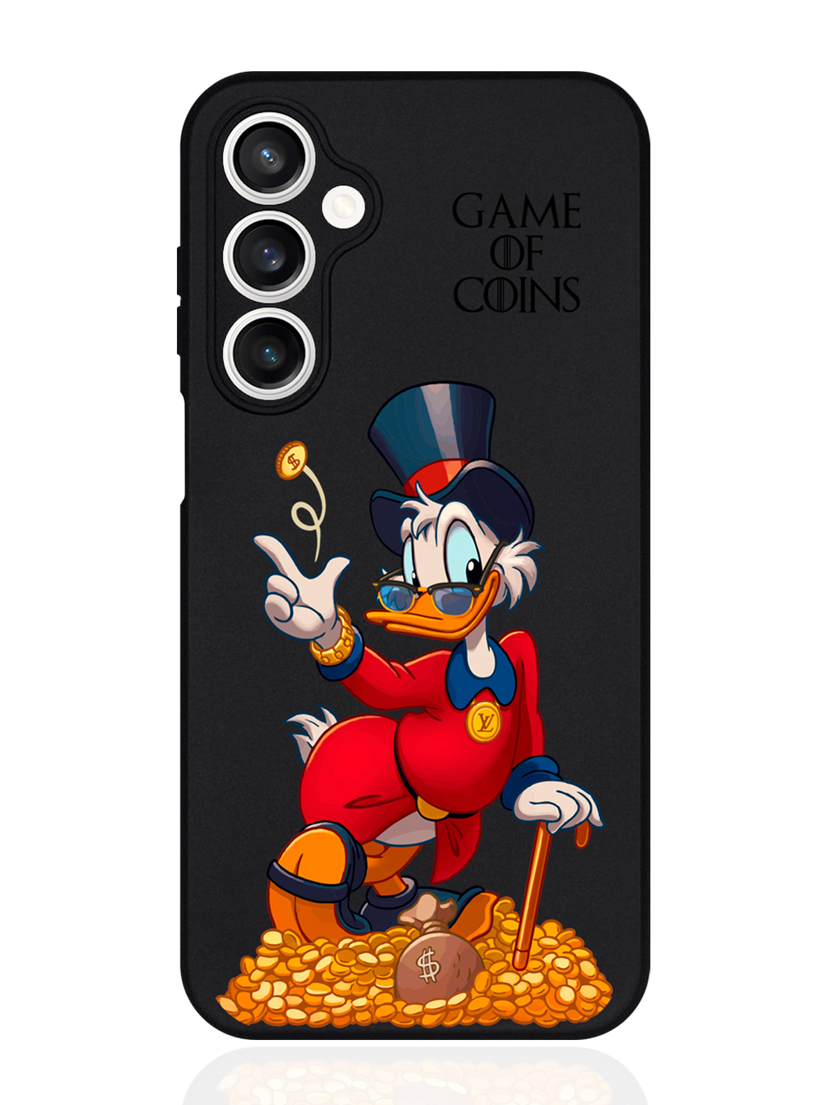 

Чехол для смартфона Samsung S23Fe черный силиконовый Богатая Утка Игра монет, Разноцветный, Samsung