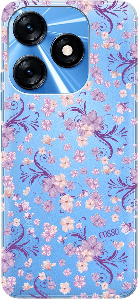 

Чехол на Tecno Spark 10 с 3D принтом "Lilac Flowers" прозрачный, Прозрачный;фиолетовый, 159542