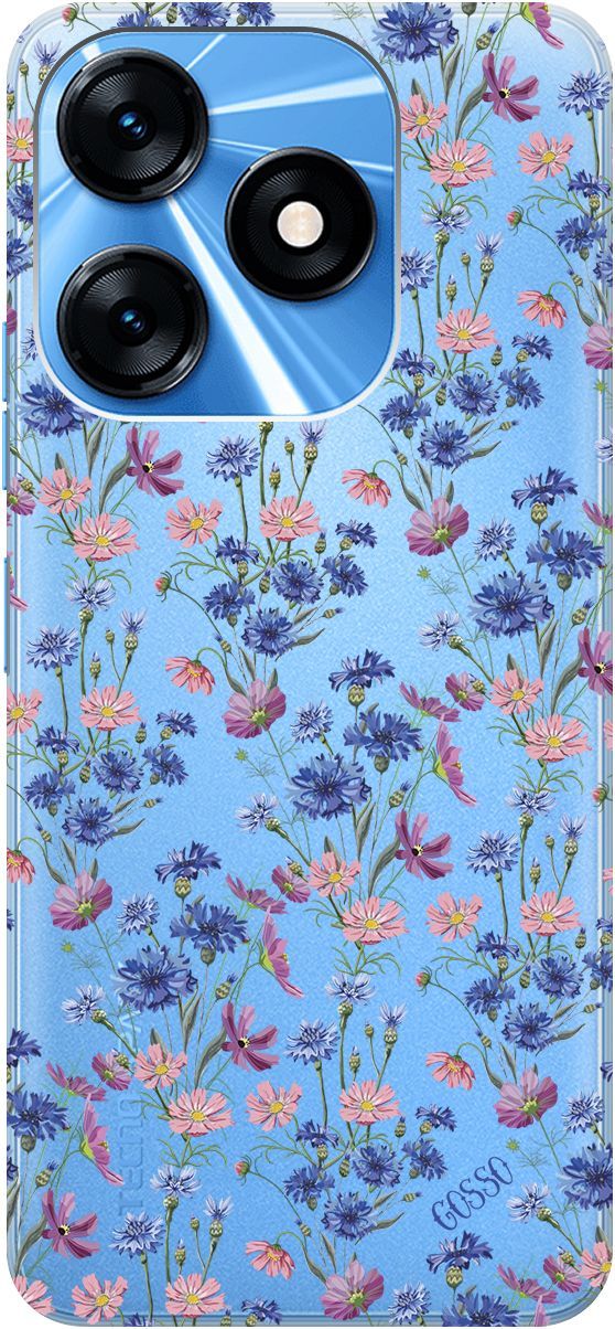 

Чехол на Tecno Spark 10 с 3D принтом "Lovely Cornflowers" прозрачный, Прозрачный;голубой, 159542