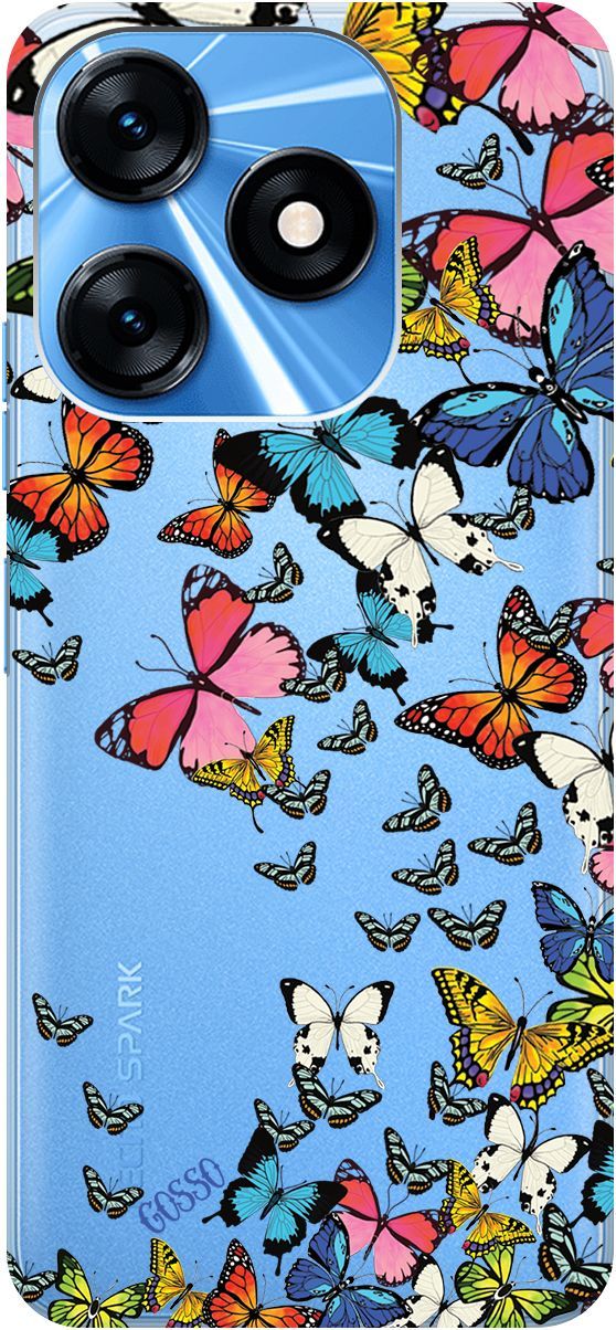 

Чехол на Tecno Spark 10 с 3D принтом "Magic Butterflies" прозрачный, Прозрачный;желтый, 159542