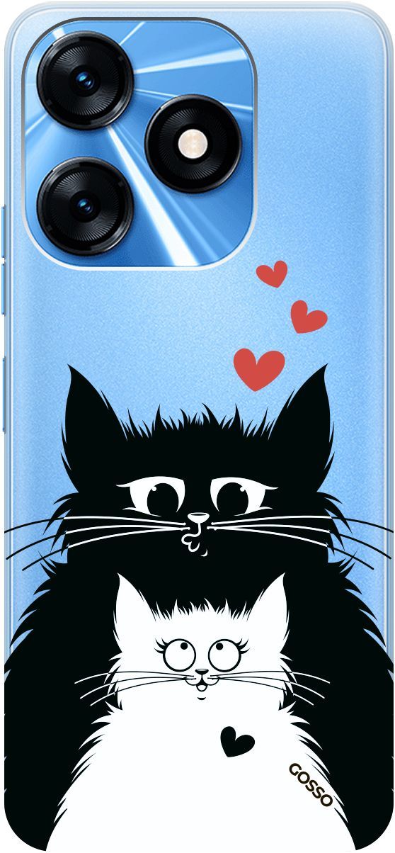 

Чехол на Tecno Spark 10 с 3D принтом "Cats in Love" прозрачный, Прозрачный;белый, 159542