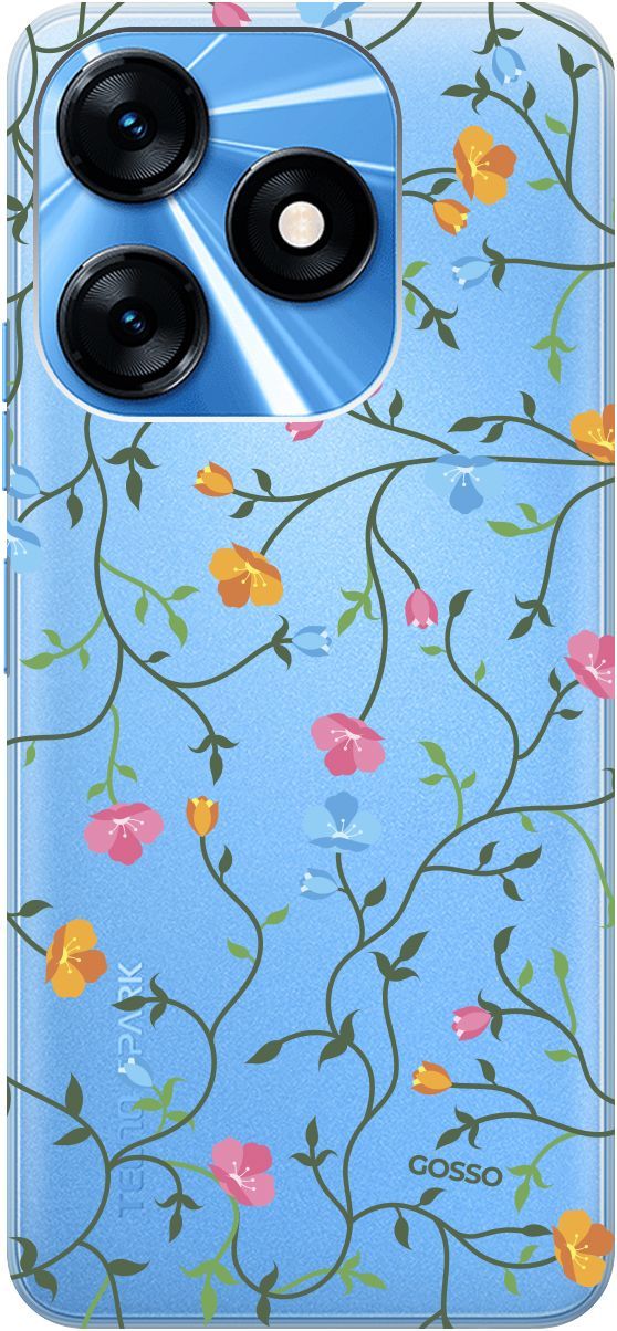 

Чехол на Tecno Spark 10 с 3D принтом "Сurly Flowers" прозрачный, Прозрачный;голубой, 159542