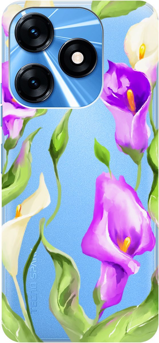 

Чехол на Tecno Spark 10 с 3D принтом "Amazing Callas" прозрачный, Прозрачный;фиолетовый, 159542