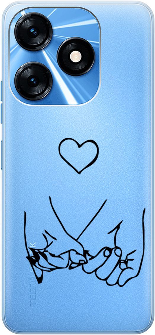 

Чехол на Tecno Spark 10 с 3D принтом "Lovers Hands" прозрачный, Прозрачный;черный, 159542