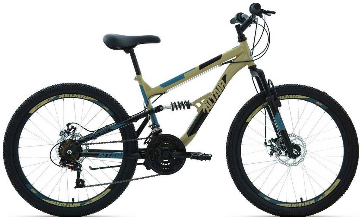 фото Велосипед altair mtb fs 24 disc (24'' 18 ск. рост 15'') 2020-2021, бежевый/черный