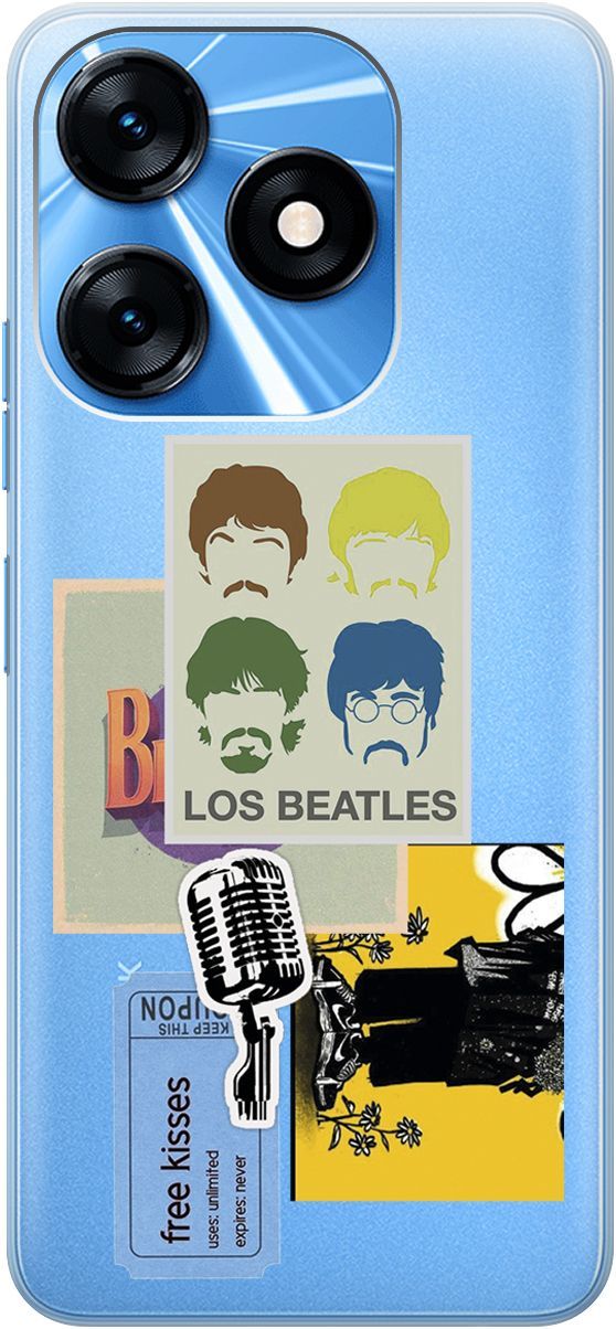 

Чехол на Tecno Spark 10 с 3D принтом "Beatles Stickers" прозрачный, Прозрачный;бежевый, 159543