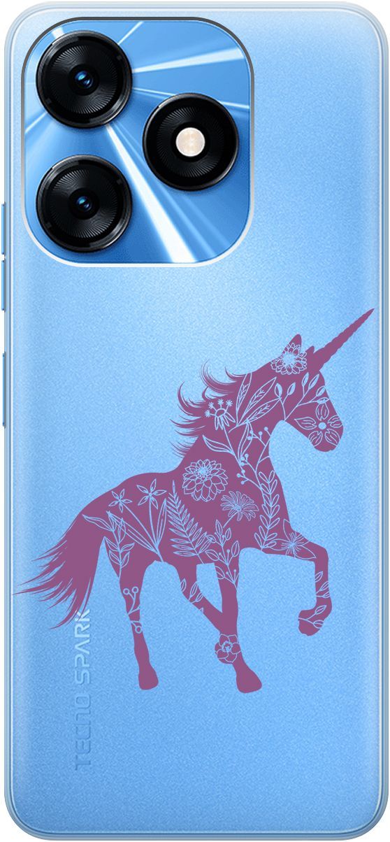 

Чехол на Tecno Spark 10 с 3D принтом "Floral Unicorn" прозрачный, Прозрачный;фиолетовый, 159543