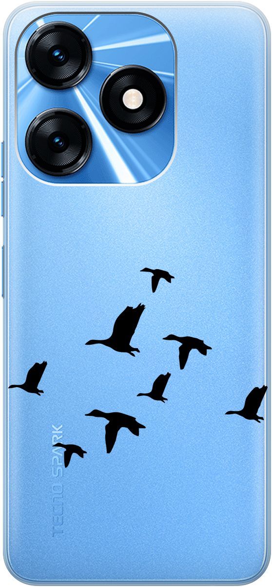 

Чехол на Tecno Spark 10 с 3D принтом "Flock of Ducks" прозрачный, Прозрачный;черный, 159543