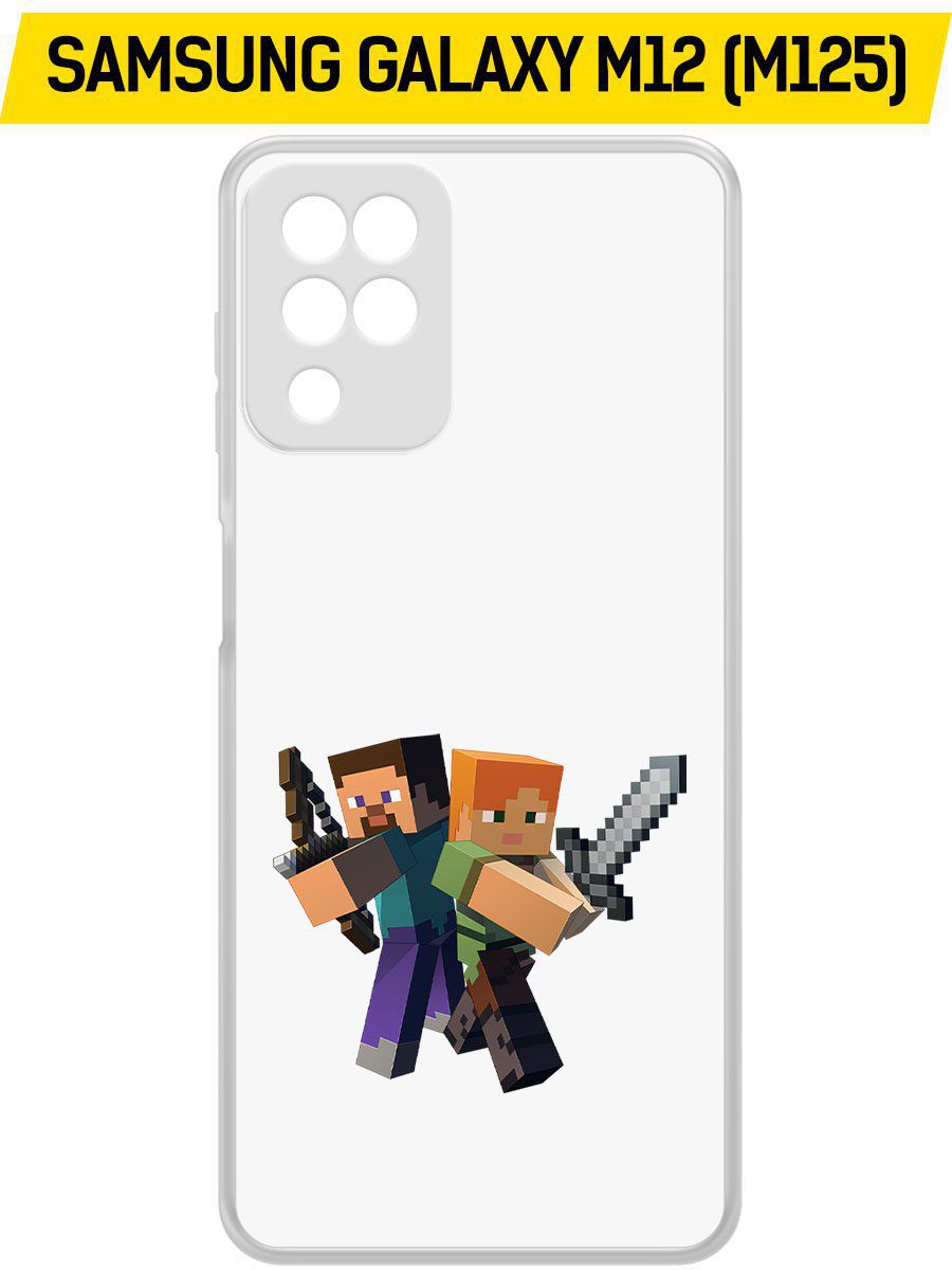 

Чехол-накладка Krutoff Clear Case Minecraft-Стив и Алекс для Samsung Galaxy M12 (M125), Прозрачный