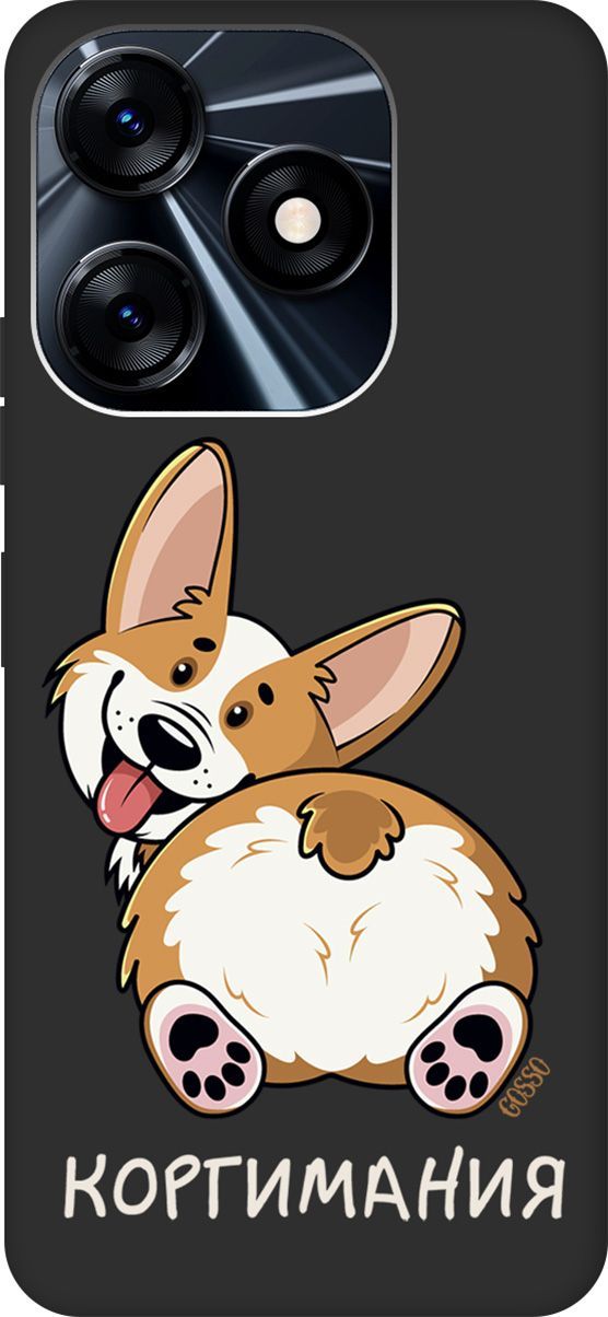 

Чехол на Tecno Spark 10 с 3D принтом "CorgiMania" черный, Черный;бежевый, 159544
