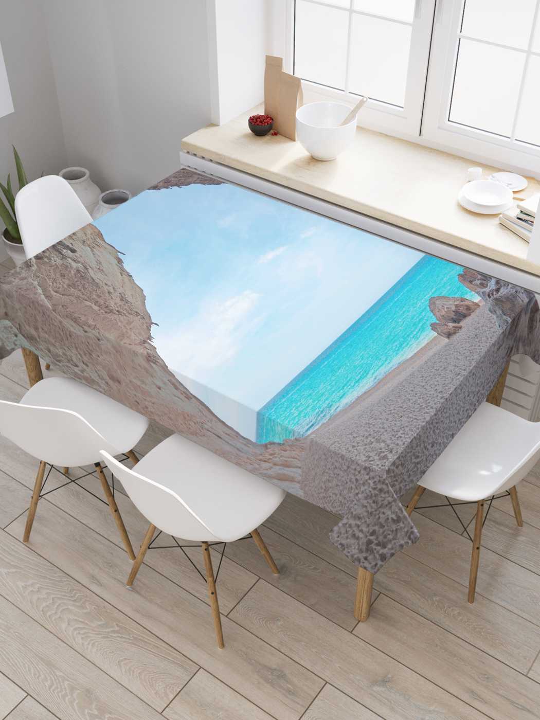 

Скатерть прямоугольная JoyArty "Через пещеру к морю" из оксфорда, 120x145 см, Зеленый, Через пещеру к морю