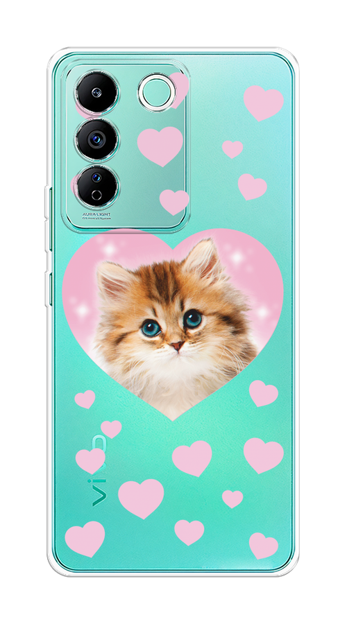 

Чехол на Vivo T2 4G "Котенок в сердце", Розовый;оранжевый;белый;прозрачный, 269550-1