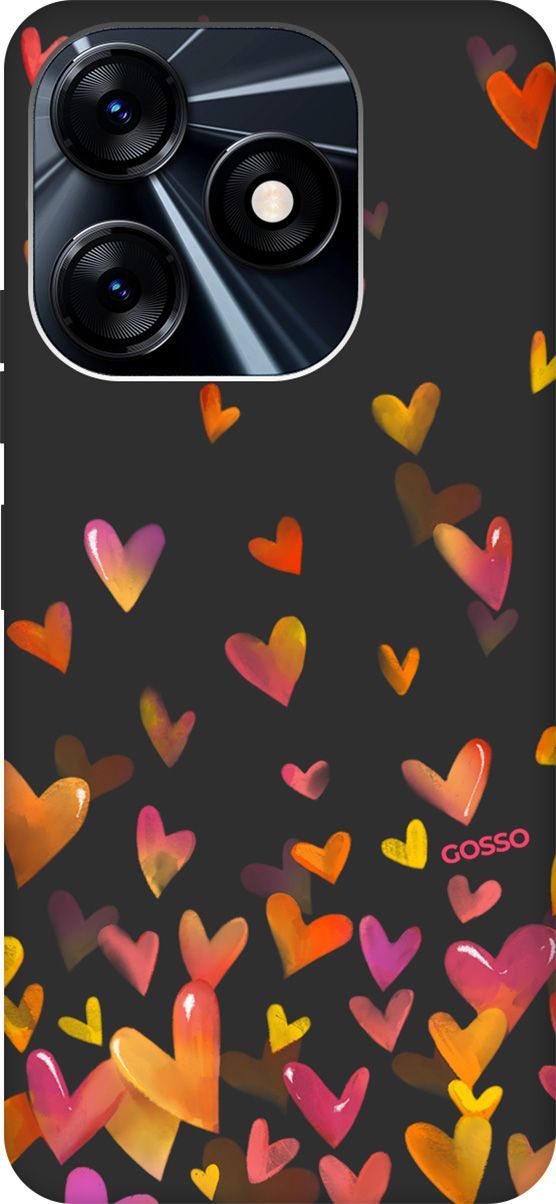 

Чехол на Tecno Spark 10 с 3D принтом "Flying Hearts" черный, Черный;желтый, 159545