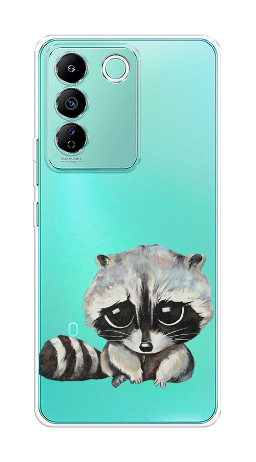 

Чехол на Vivo T2 4G "Большеглазый енот", Серый;черный;прозрачный, 269550-1