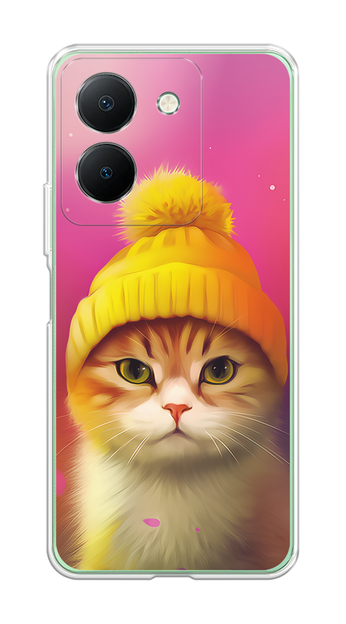 

Чехол на Vivo Y27S "Котик в шапочке", Розовый;желтый;бежевый, 269750-1