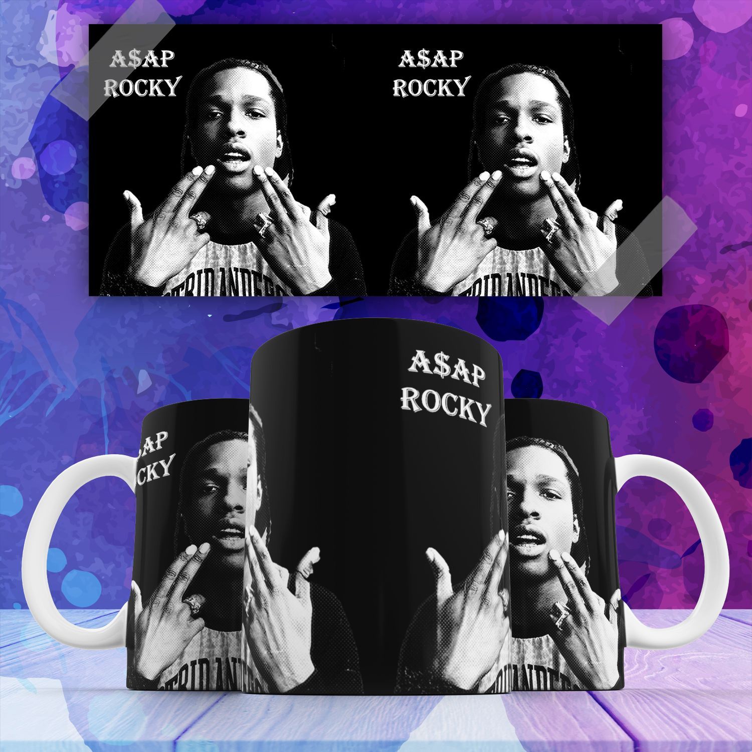 

Кружка с принтом asap rocky раким ательстон майерс рэпер 330 мл