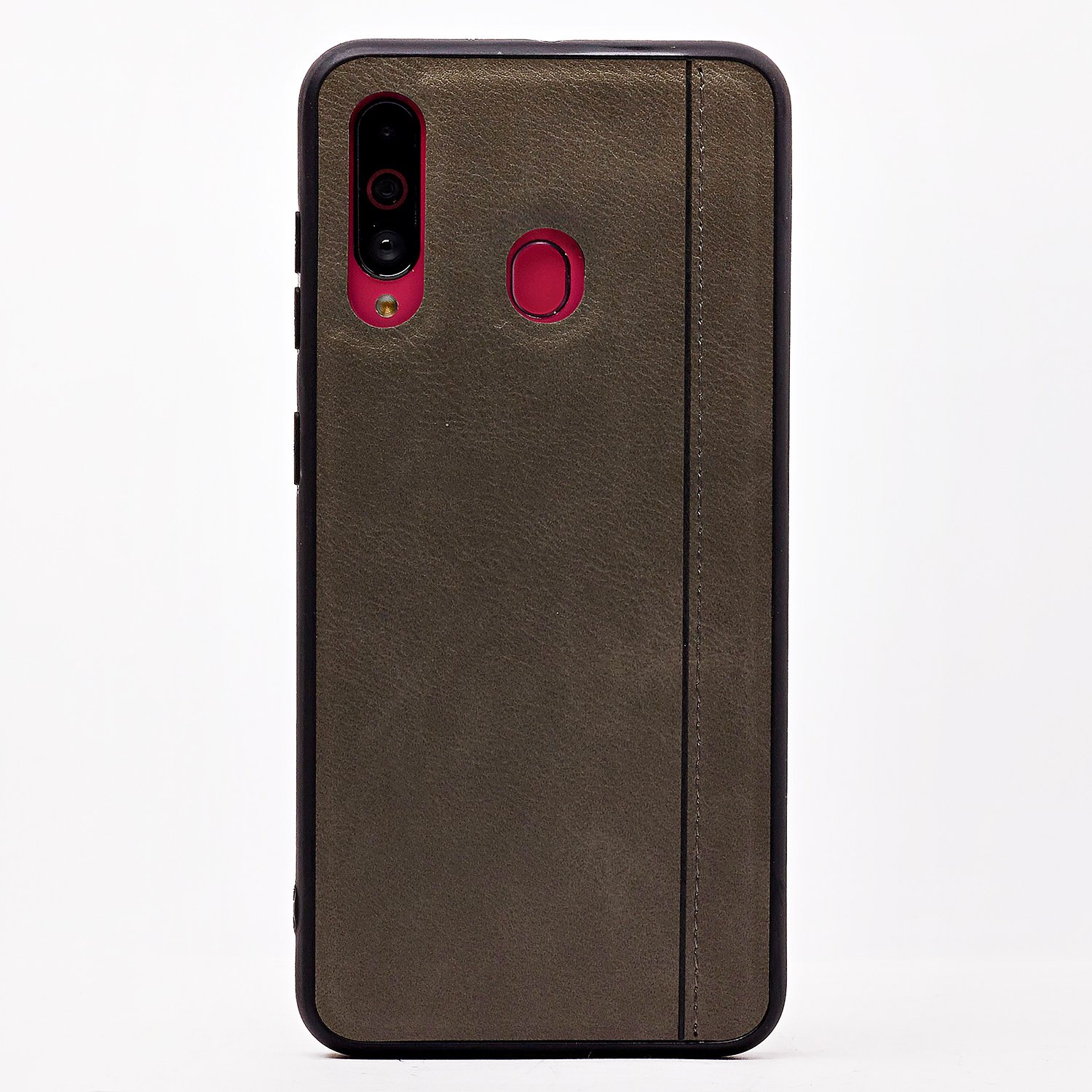 

Чехол Samsung SM-A606F (Galaxy A60) силиконовый с кожаной вставкой, Серый