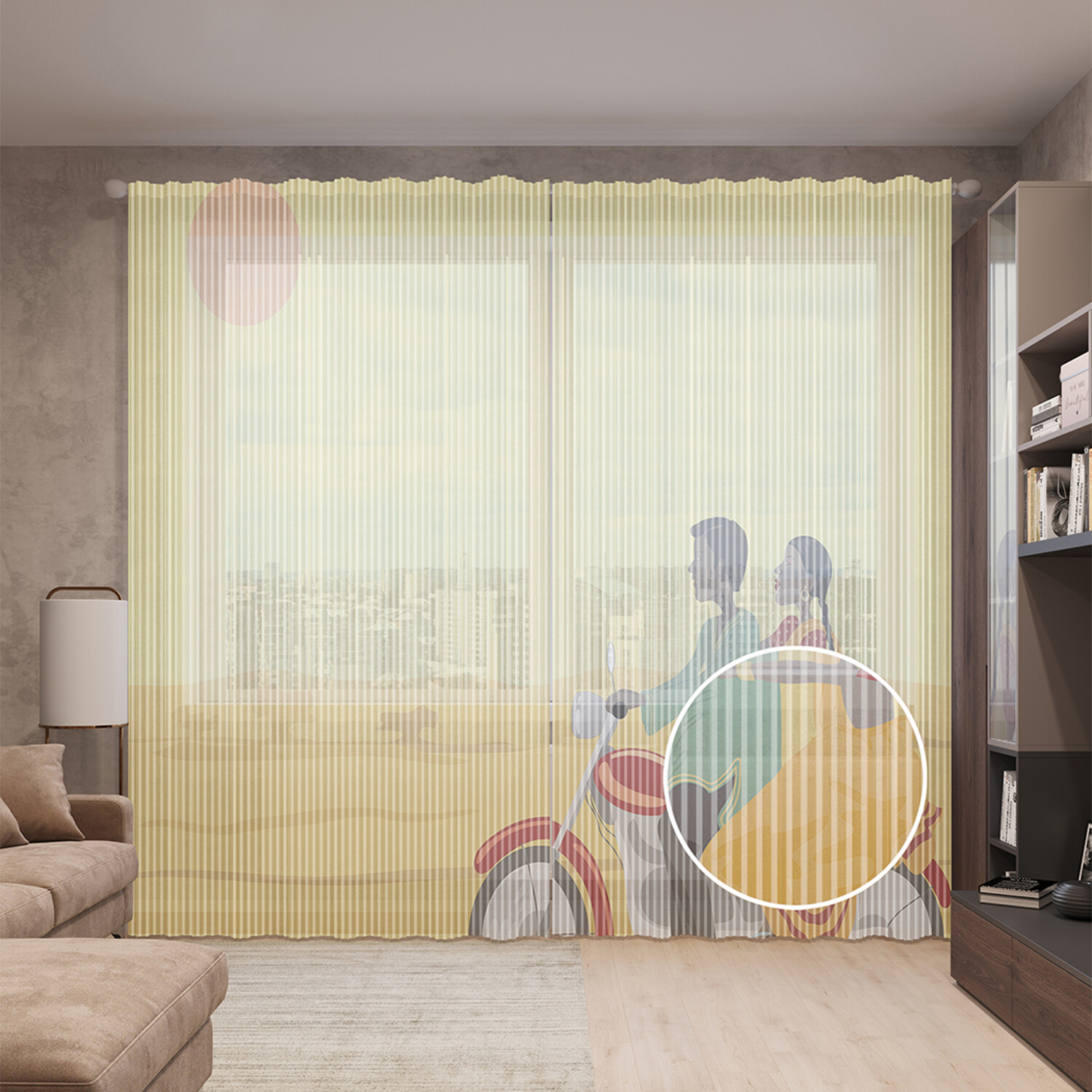 

Тюль вуаль на шторной ленте с принтом JoyArty "Семья на мотоцикле", 310х265 см, Семья на мотоцикле