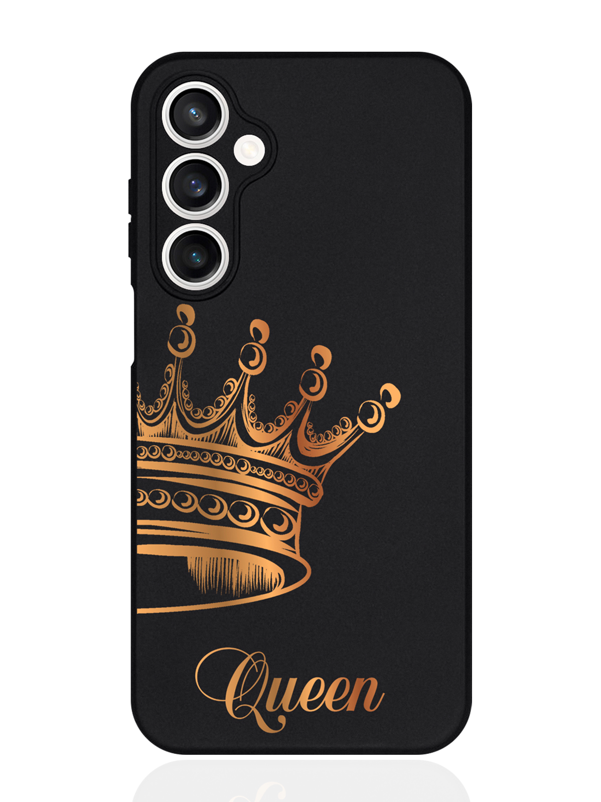 

Чехол для смартфона Samsung S23Fe черный силиконовый Парный чехол корона Queen, Samsung