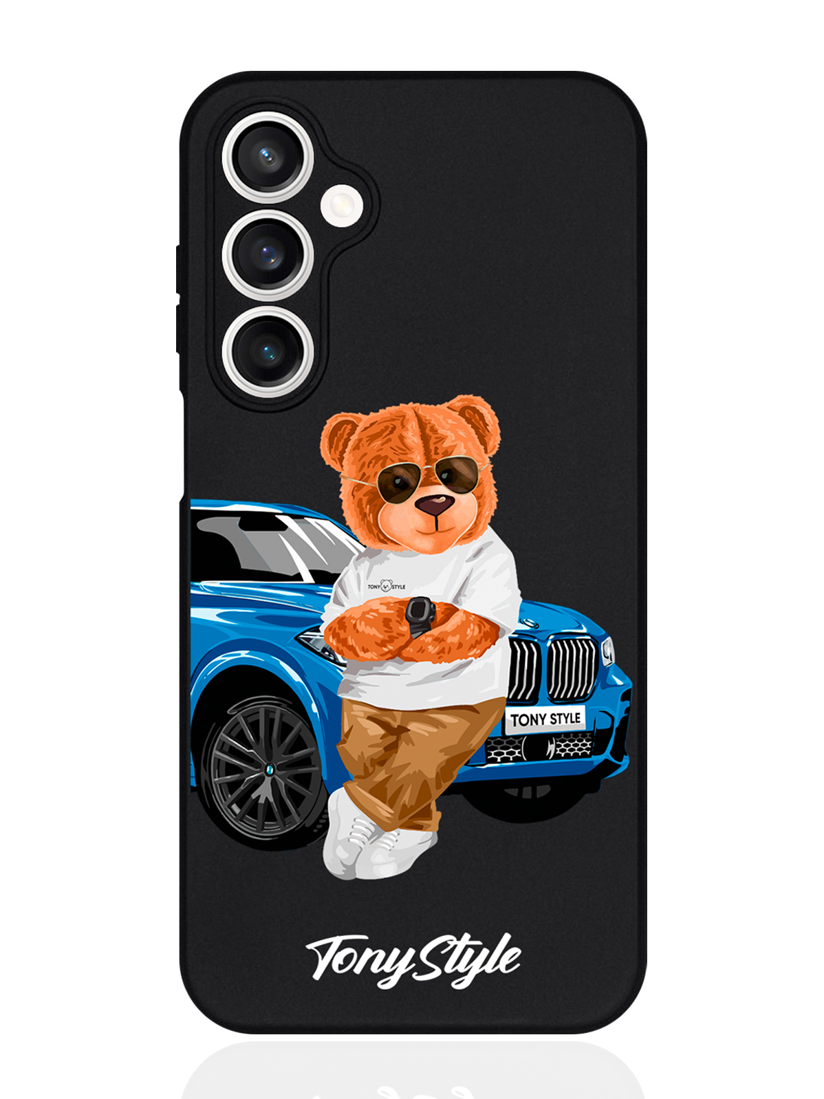 

Чехол для смартфона Samsung S23Fe черный силиконовый Tony Style с машиной, Голубой;коричневый;белый, Samsung
