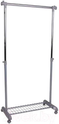 фото Напольная вешалка стойка для одежды ava с сеткой серый, пластик/хром базистрейд