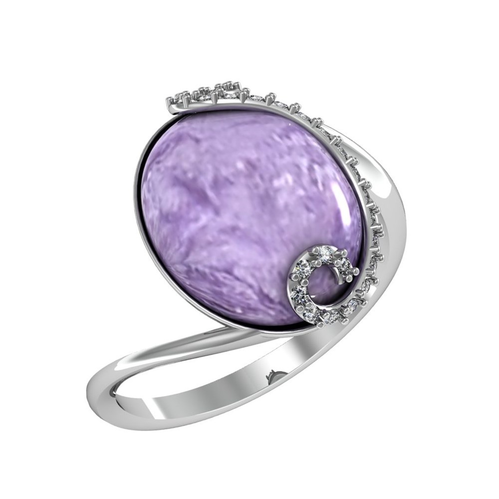 

Кольцо из серебра р.  ПРИВОЛЖСКИЙ ЮВЕЛИР 251196-CHFA11, фианит\чароит, 251196-CHFA11