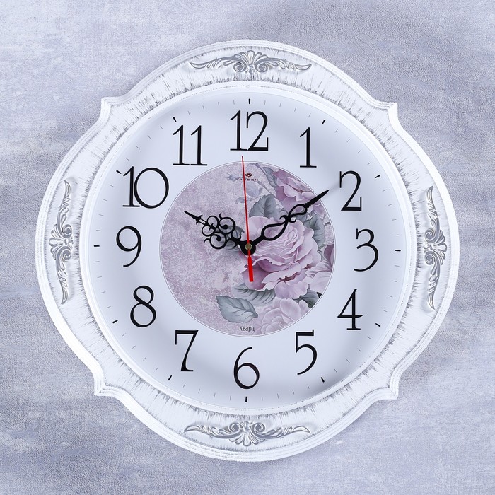 фото Часы настенные, серия: классика, "баконг", белое серебро, 40х40 см nobrand