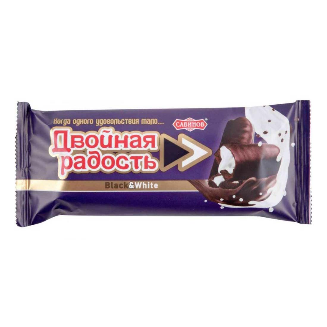 фото Батончик савинов двойная радость black&white шоколадный с печеньем и белой карамелью 50 г