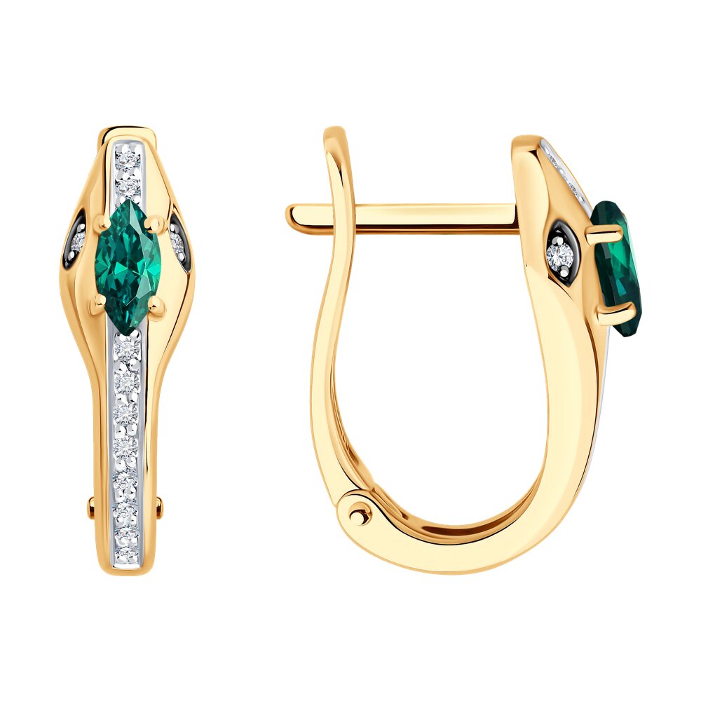 

Серьги из золота Diamant 51-220-02918-1, бриллиант/изумруд искусственный, 51-220-02918-1