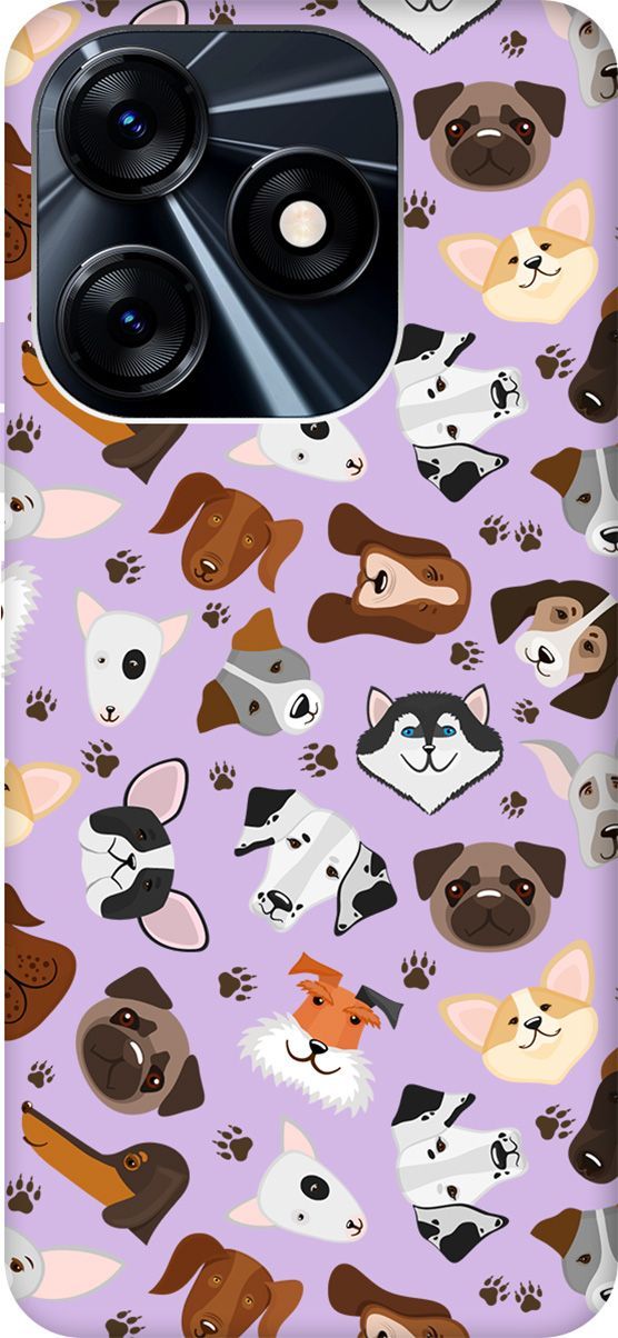 

Чехол на Tecno Spark 10 "Dogs Pattern" сиреневый, Фиолетовый;коричневый, 159554