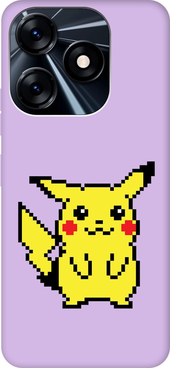 

Чехол на Tecno Spark 10 "Pixel Pikachu" сиреневый, Фиолетовый;желтый, 159554
