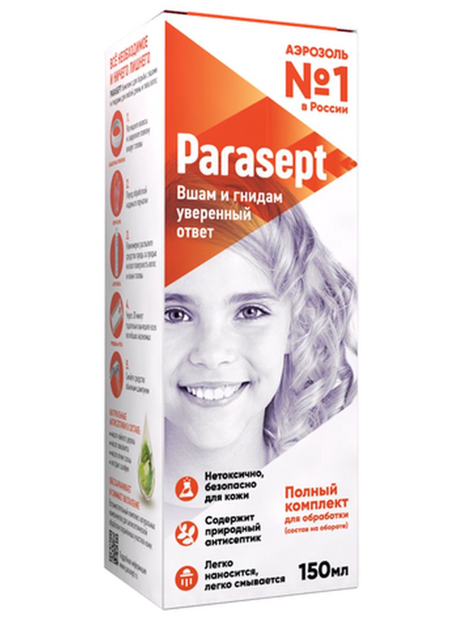 Купить Parasept педикулезное средство в комплекте аэрозоль 150 мл, Педикулезное средство в комплекте Parasept аэрозоль 150 мл