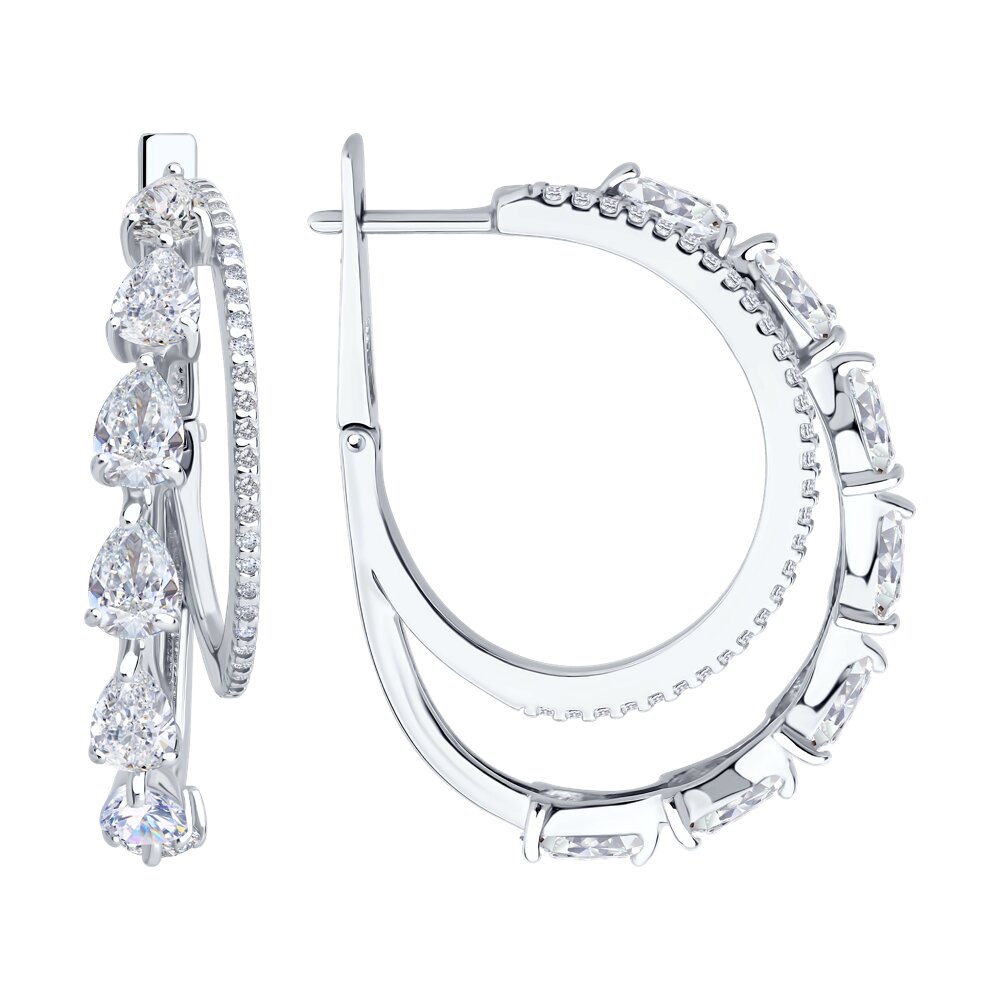 

Серьги конго из серебра SOKOLOV 94027027, фианит, 94027027