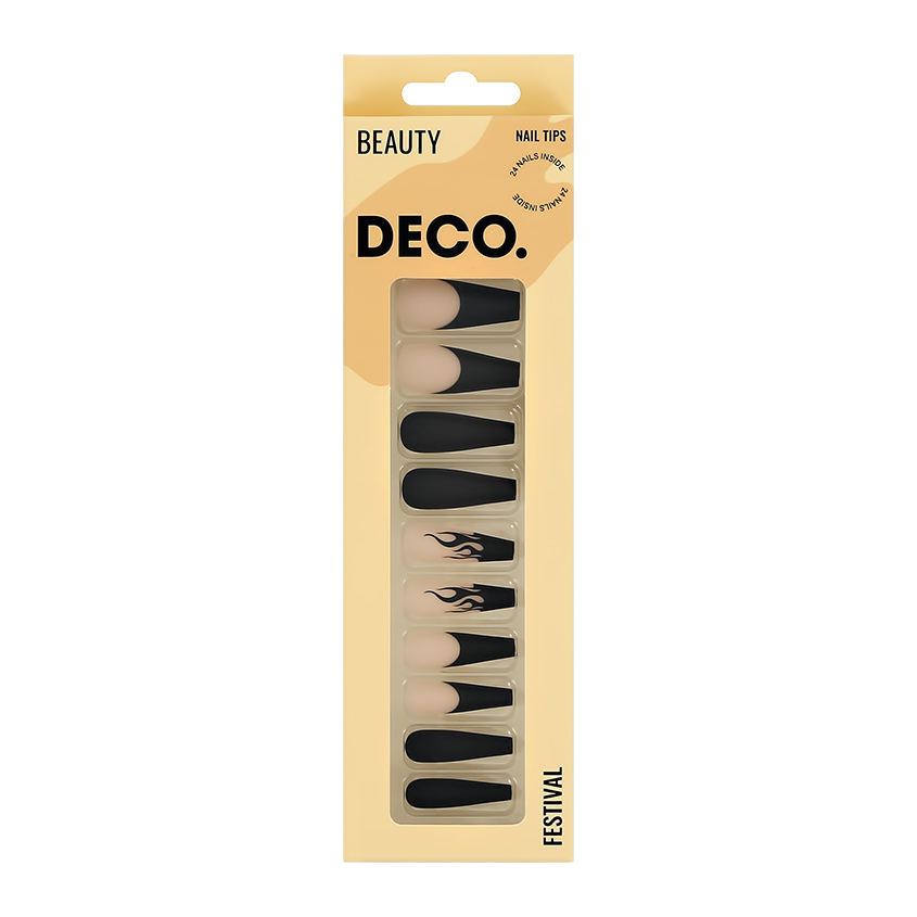 Набор накладных ногтей с клеевыми стикерами DECO. BEAUTY festival black fire набор накладных ногтей deco bright glow fire с клеевыми стикерами 48 шт