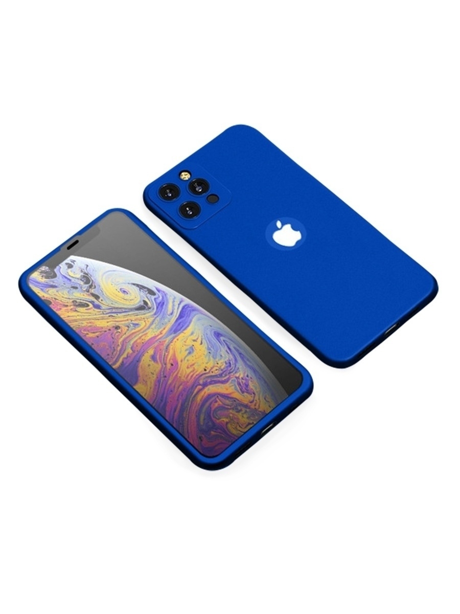 фото Чехол-накладка digital cover для iphone 11 pro с защитным стеклом синий