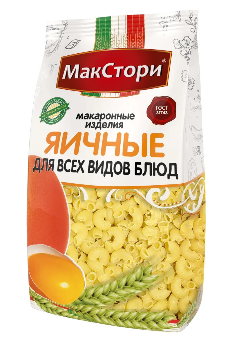 

Макаронные Изделия Яичные (рожки) МакСтори, 350 г, 6 шт., ЯичныеРожки