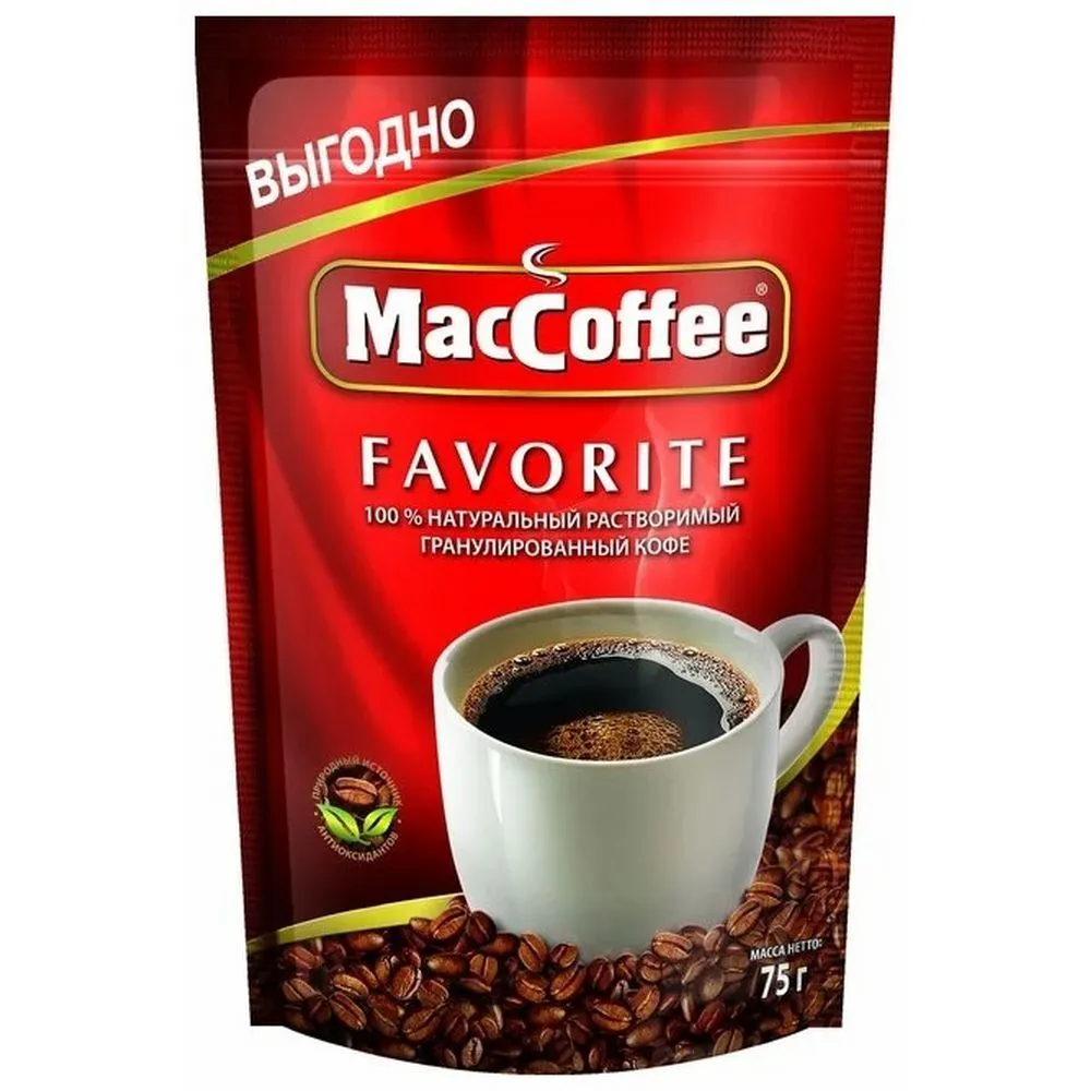 

Кофе натуральный растворимый гранулированный MacCoffee FAVORITE 75г, Кофе гранулированный